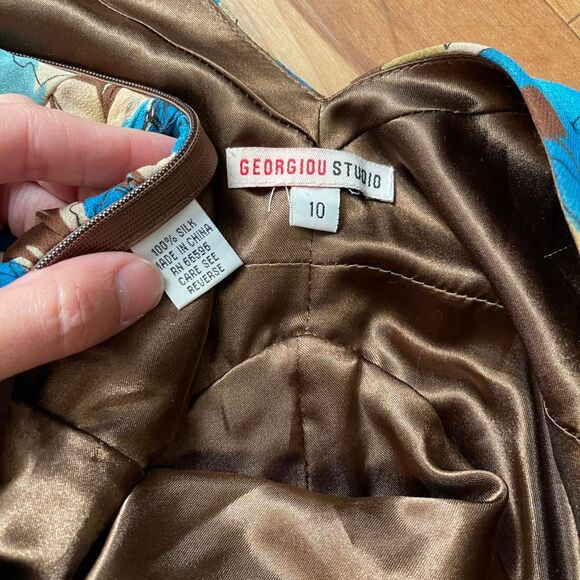 Vintage Y2K Georgiou Studio Floral Silk Chiffon Handkerchief Dress Fairy Size 10 - Picture 6 of 8